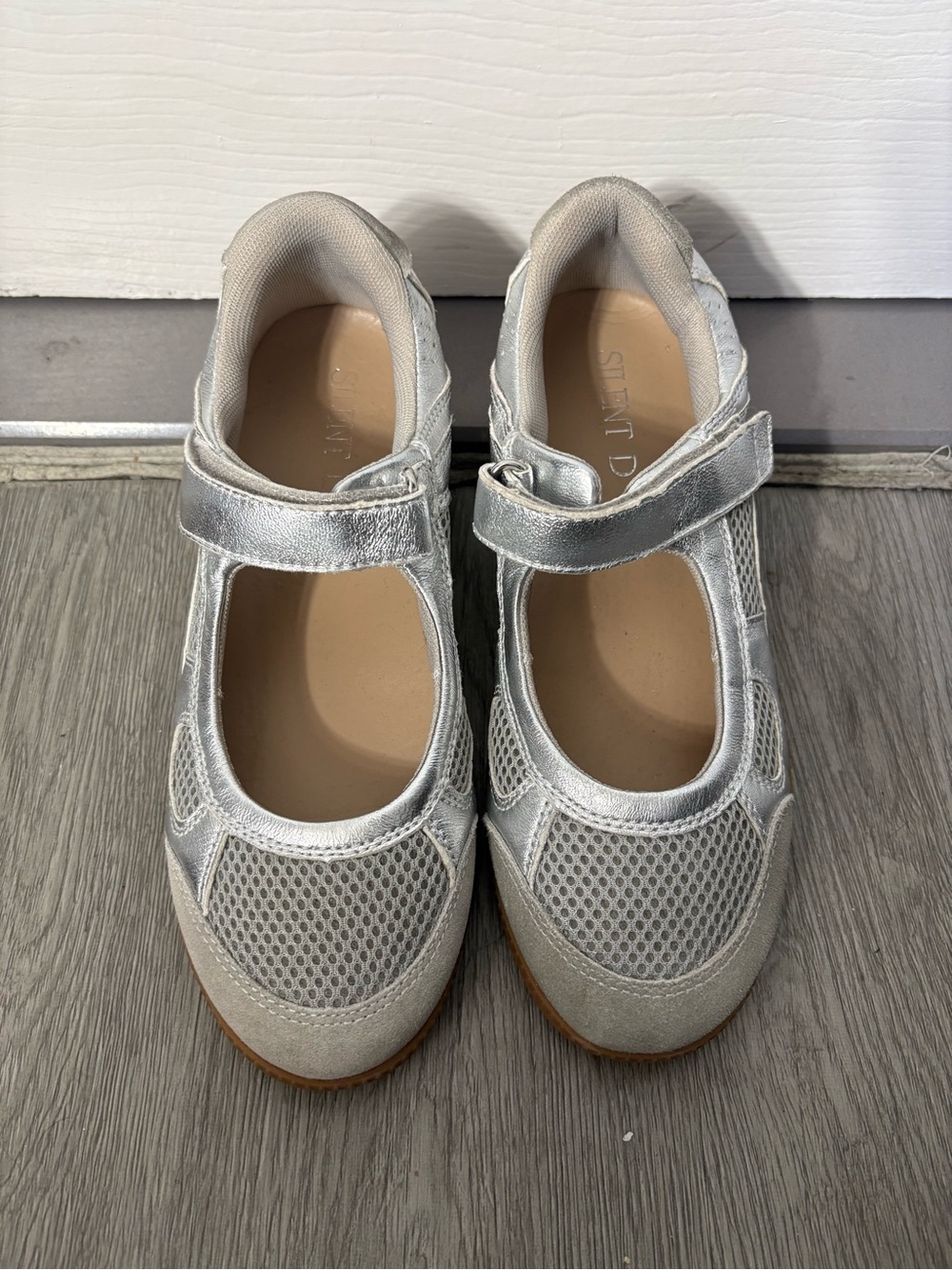 Silver Mary Jane Comfort Sneakers - Silent D